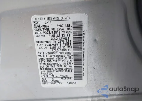 2011 Nissan Murano Sl from USA, damaged, VIN JN8AZ1MW5BW173404